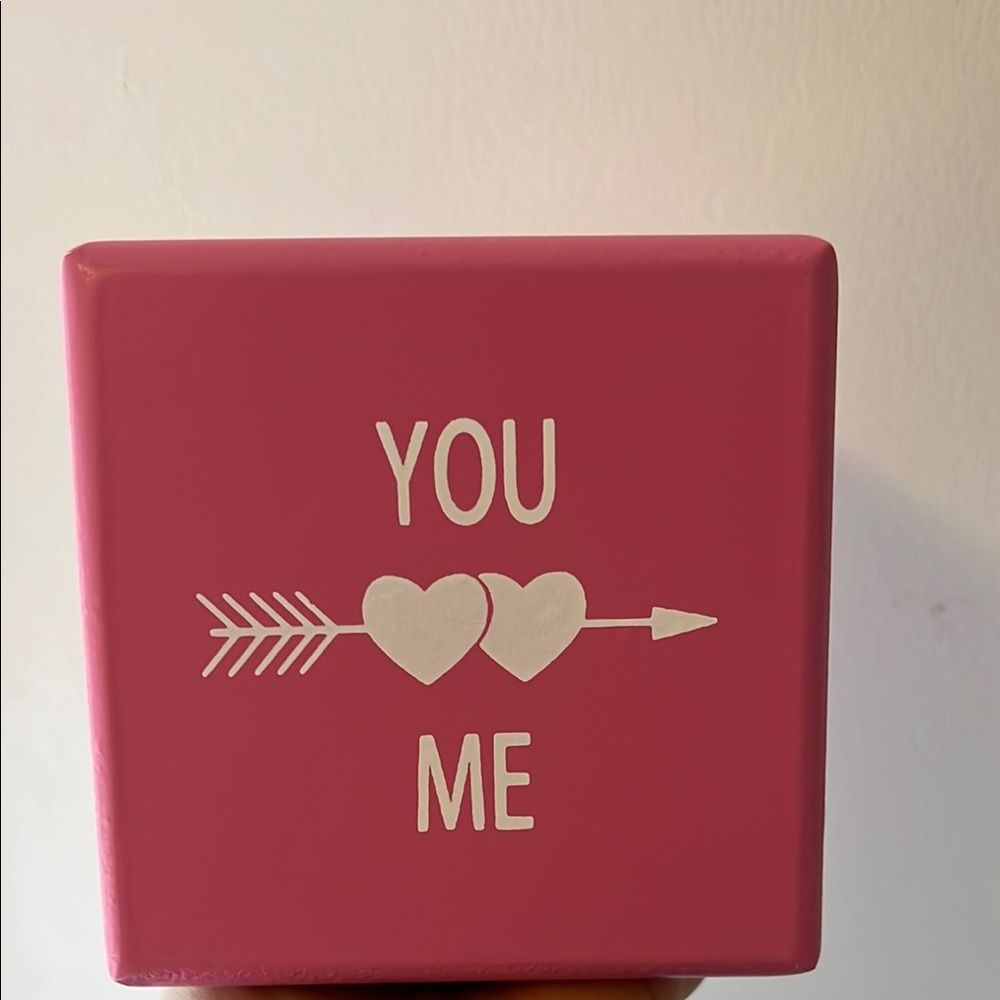 Pink Decorative Block with White Design